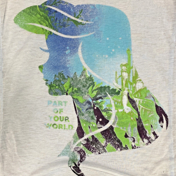 Disney Little Mermaid Slub Tee Shirt Top Size S Ariel Blue Green Short Sleeves - Picture 6 of 10